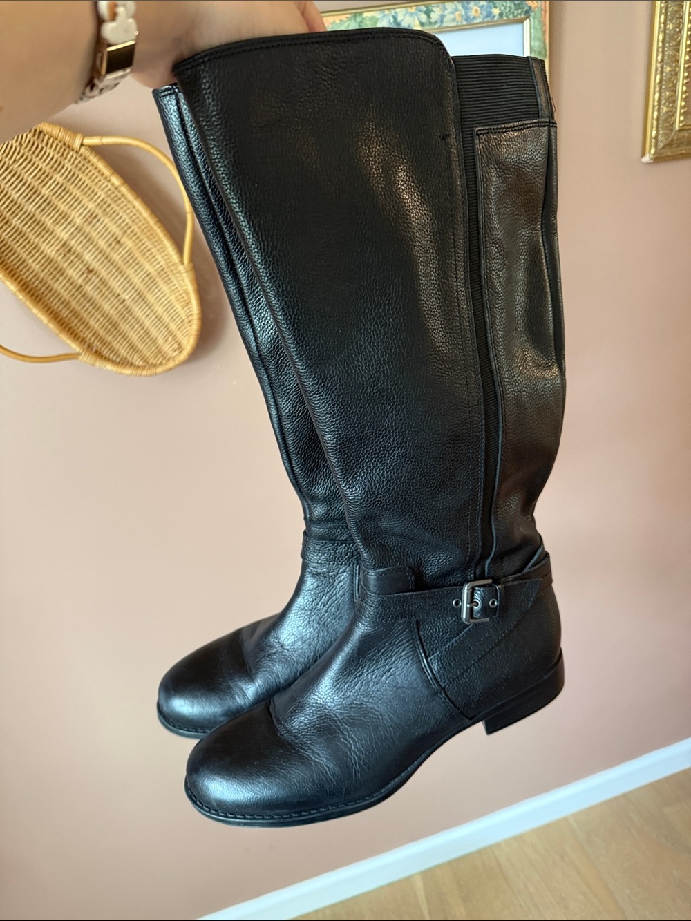 Naturalizer Black Leather Over-the-Knee Riding Boots